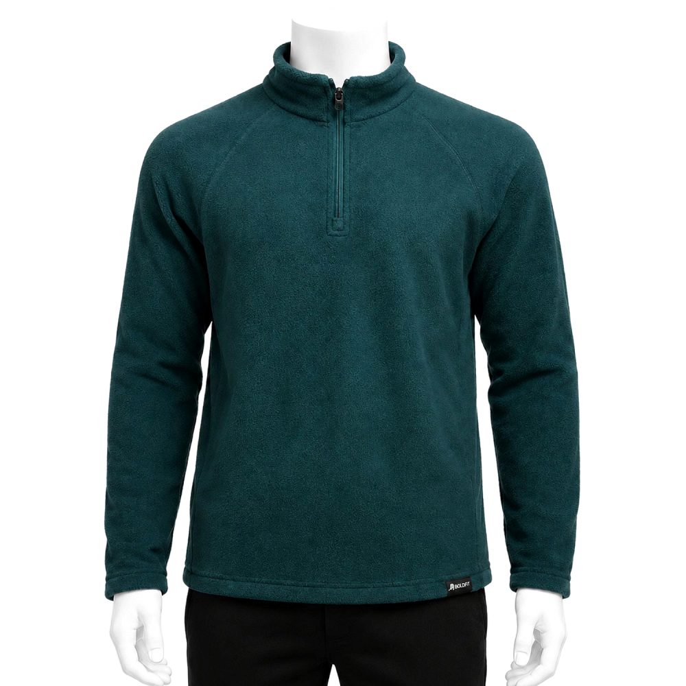 Boldfit Men’s Tailored Fit Half-Zip Fleece Sweatshirt – Aero Black