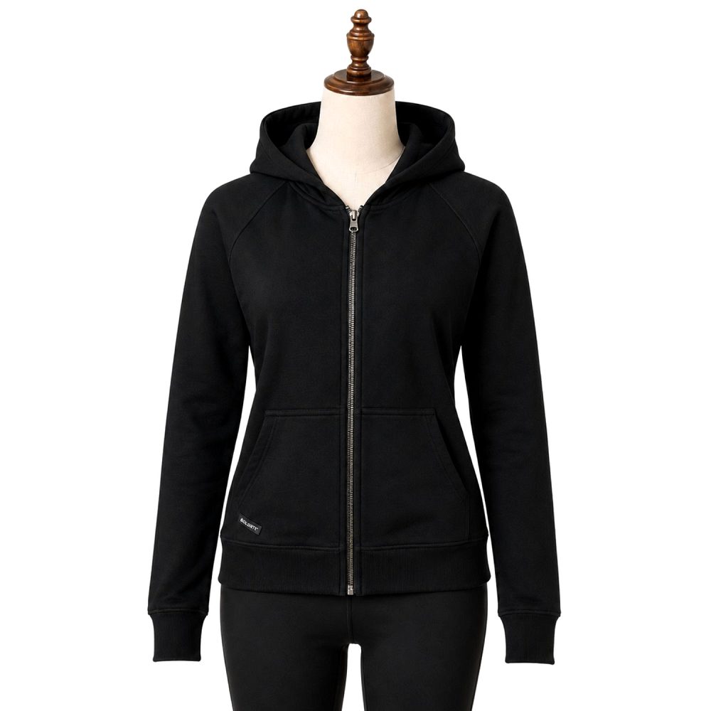 Boldfit Women’s Full Zip Fleece Hoodie Jacket – Black