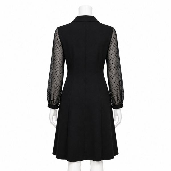 ATHENA Lifestyle Women’s Black Yoke Embellished Fit & Flare Dress with Front Slit