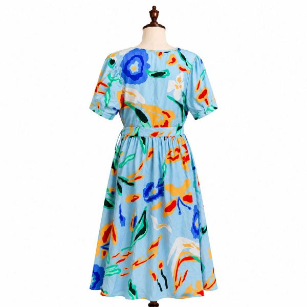 VERO MODA Women’s Regular Fit Powder Blue Printed Dress